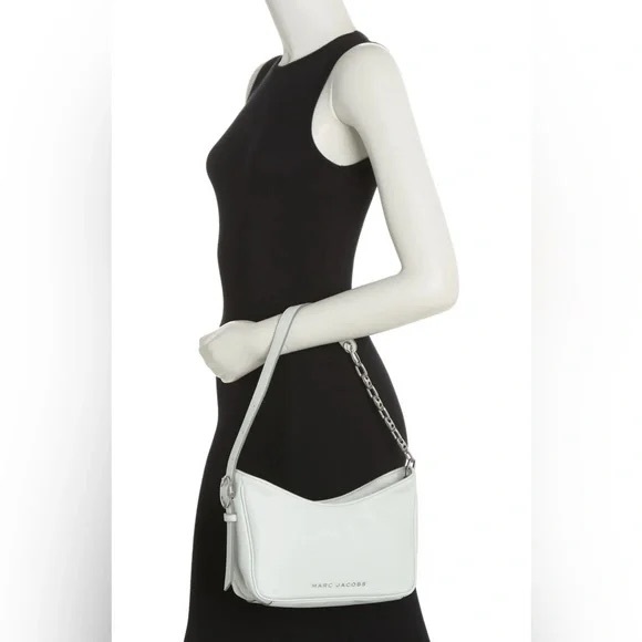 NWT Marc JacobsCalf Leather Tempo Baguette Gray Shoulder Bag $395